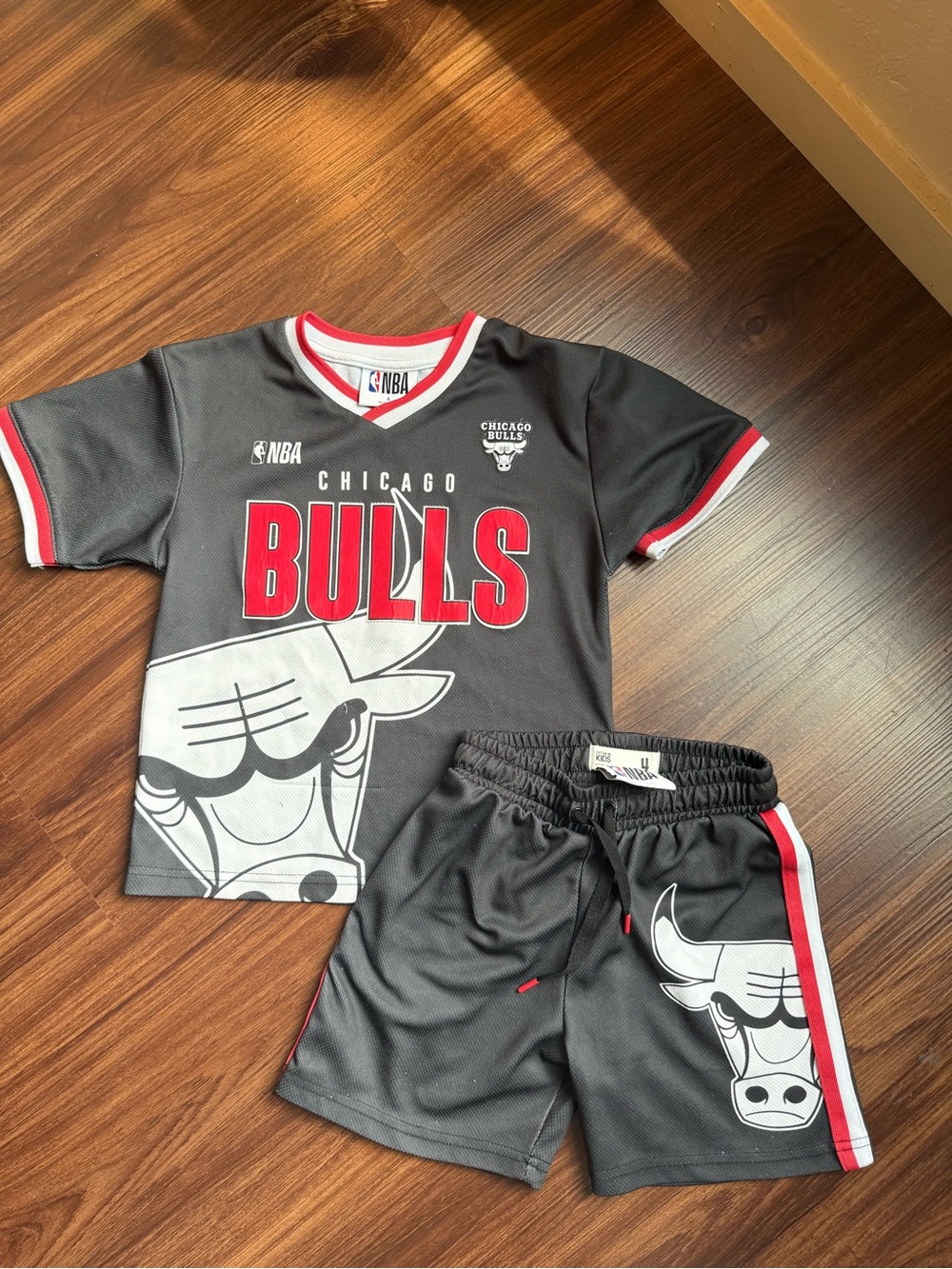 NBA Chicago Bulls Black Red Kids Matching Set